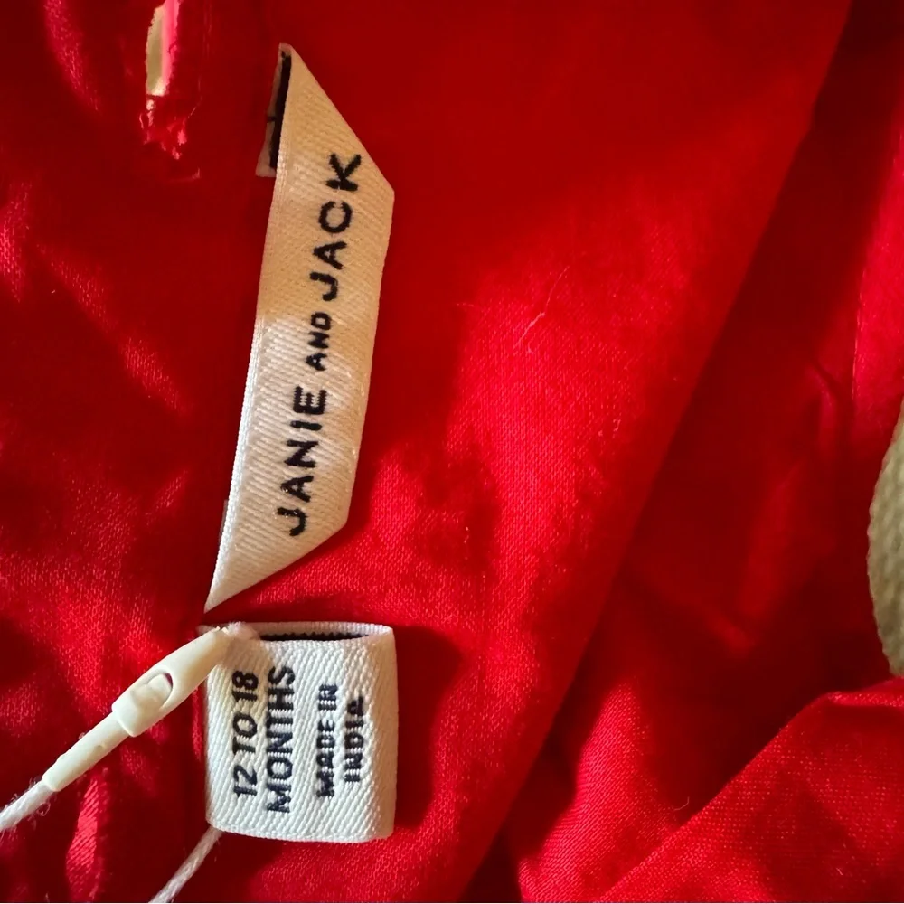 Janie and Jack Red Dress Set 12-18 Months NWT Baby Girl Peter Pan Collar - Picture 6 of 6